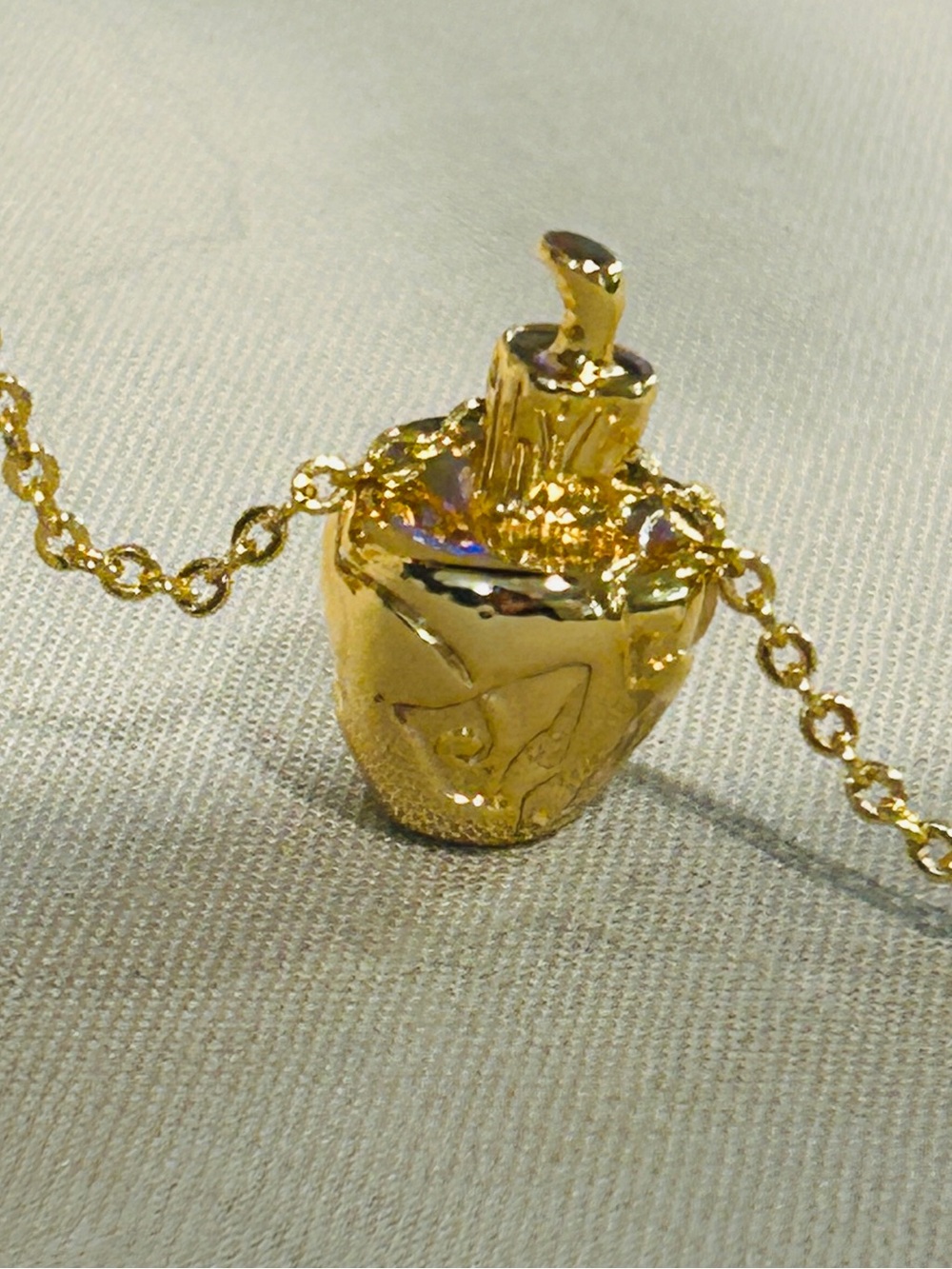 Gold Perfume Bottle Charm Necklace for Women